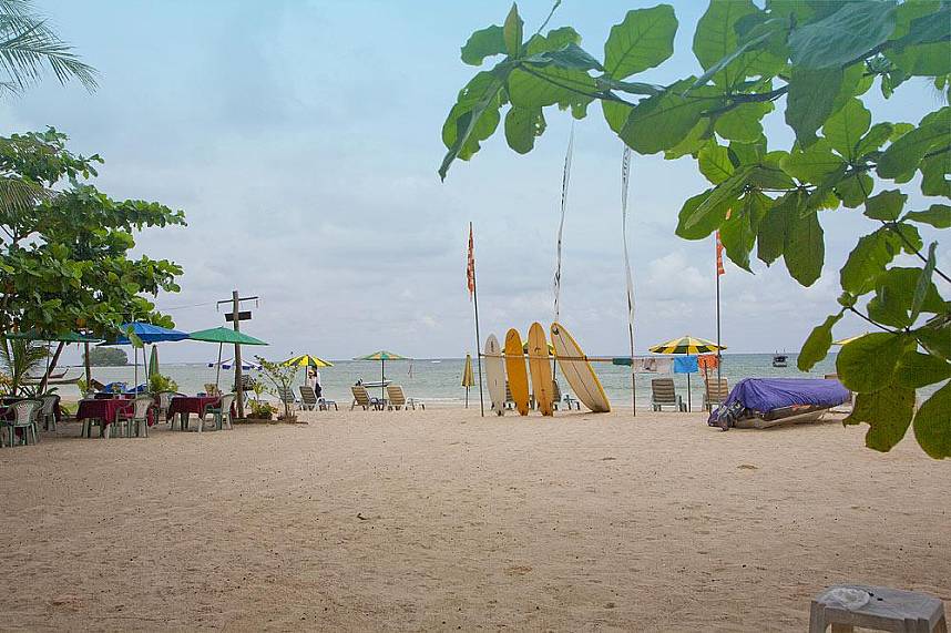 A small restaurant on the beach of Sirinat National Park Phuket