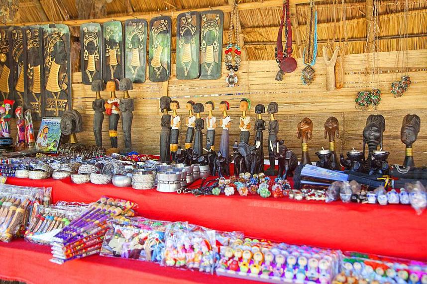 a great display of souvenir items at Mae Rim Hill Tribe Village in Chiang Mai