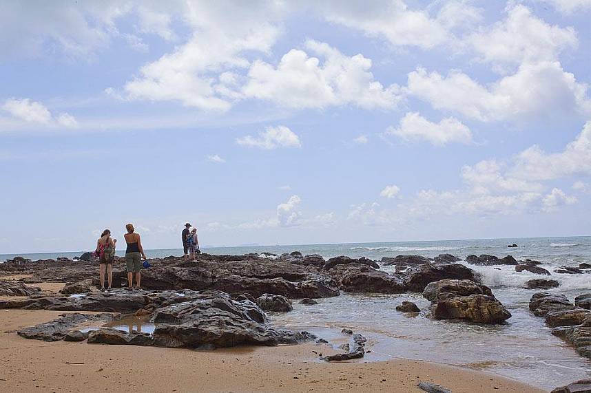 some spots along Koh Lanta beaches are covered with huge rocks