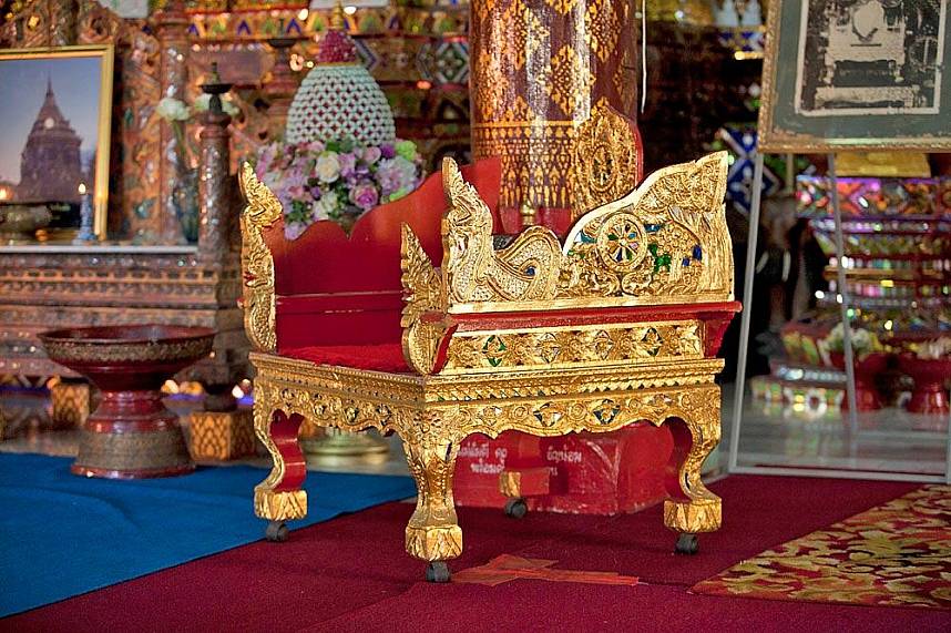 this throne stands in one of the Chiang Mai Thai Temples