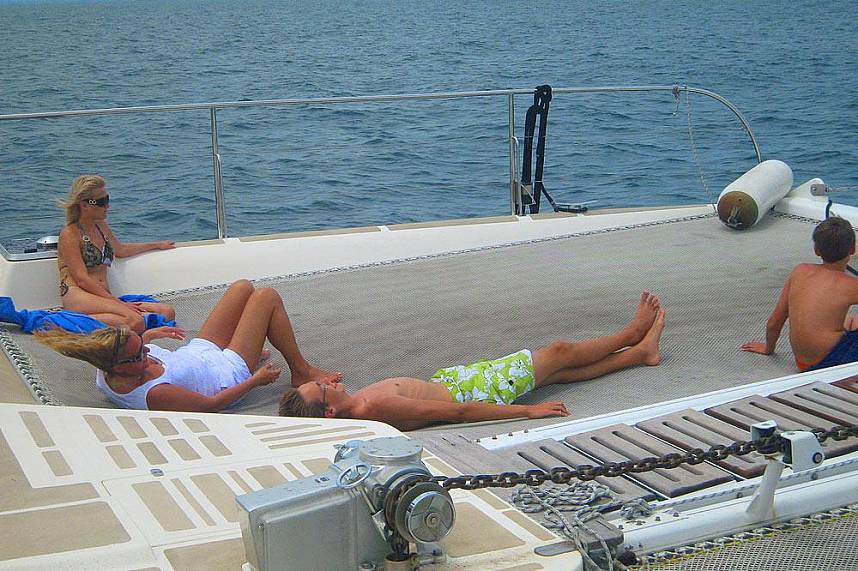 Have a sunbath on board of the luxurious Serenity Catamaran Pattaya 