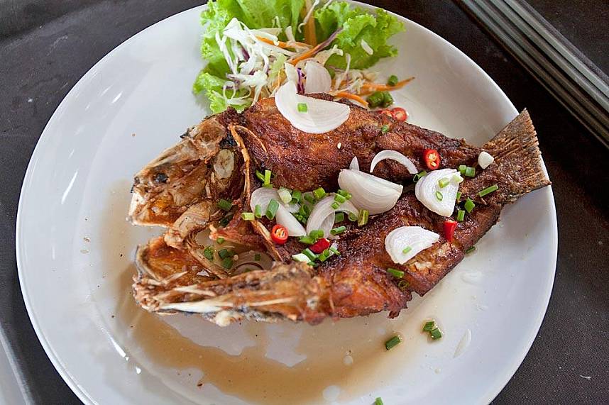 Whole fish prepared for you at Nikita’s Restaurant in Rawai