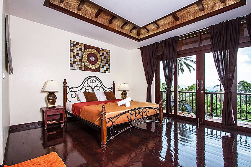 A bedroom with a beautiful view of Chaweng Sunrise Villa 2 (First)