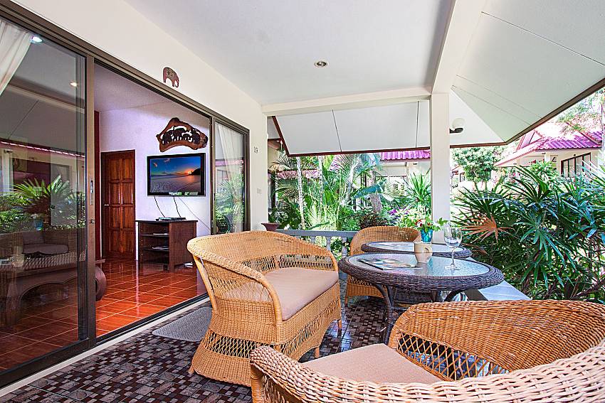 Seat and table in garden Happiness Villa A in Koh Samui