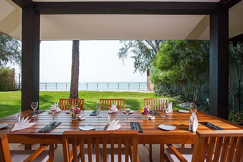 Seat and table with sea view Nikki Beach Resort in Samui