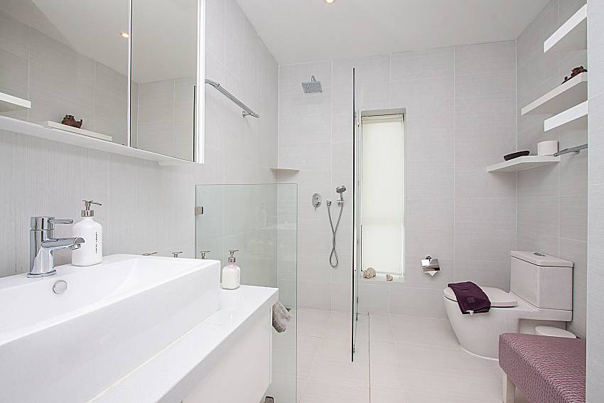 Bathroom with shower Sirinda Samui Sea View Apartment in Samui 