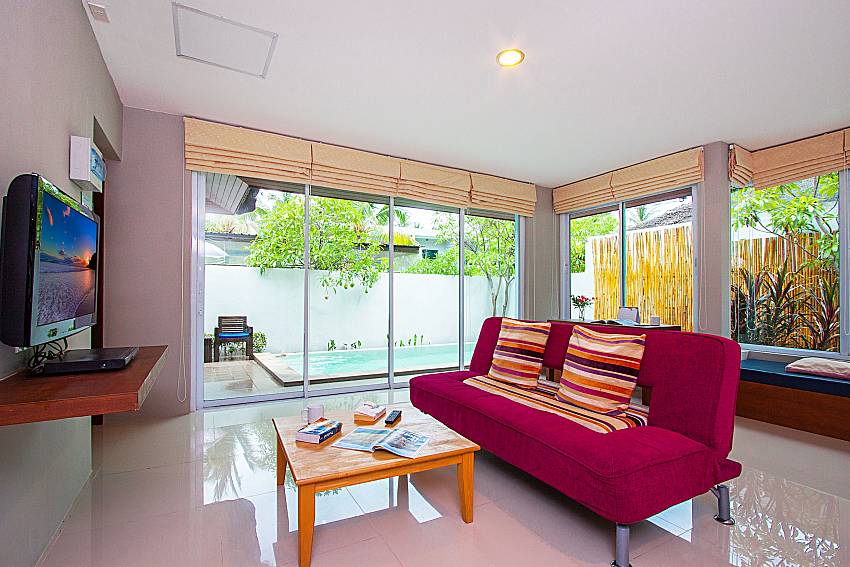 Living room with TV Moonscape Villa 204 in Samui