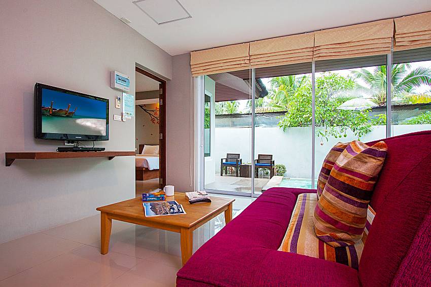 Living room with TV Moonscape Villa 204 in Samui