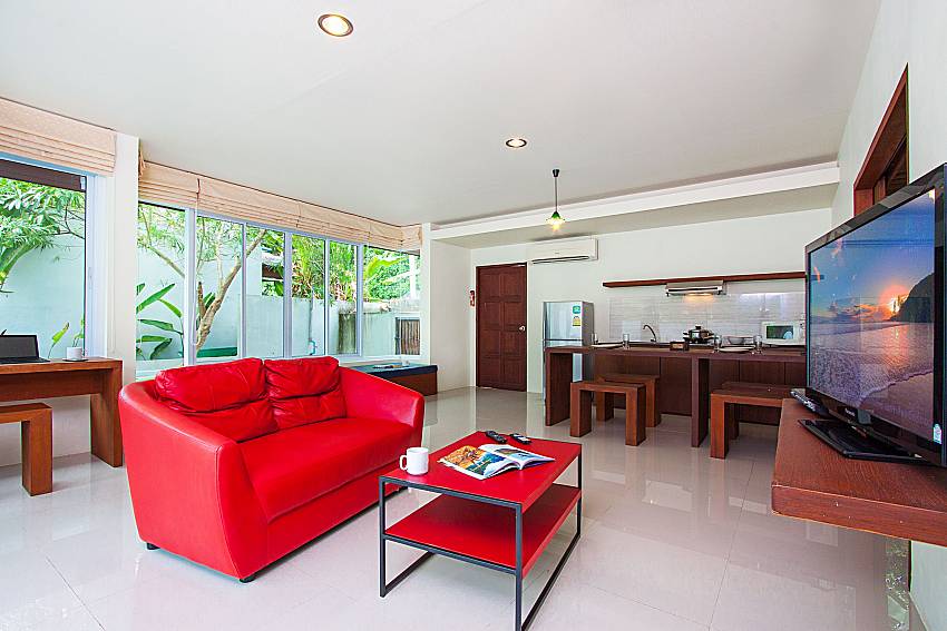 Living room with TV Moonscape Villa 205 in Samui