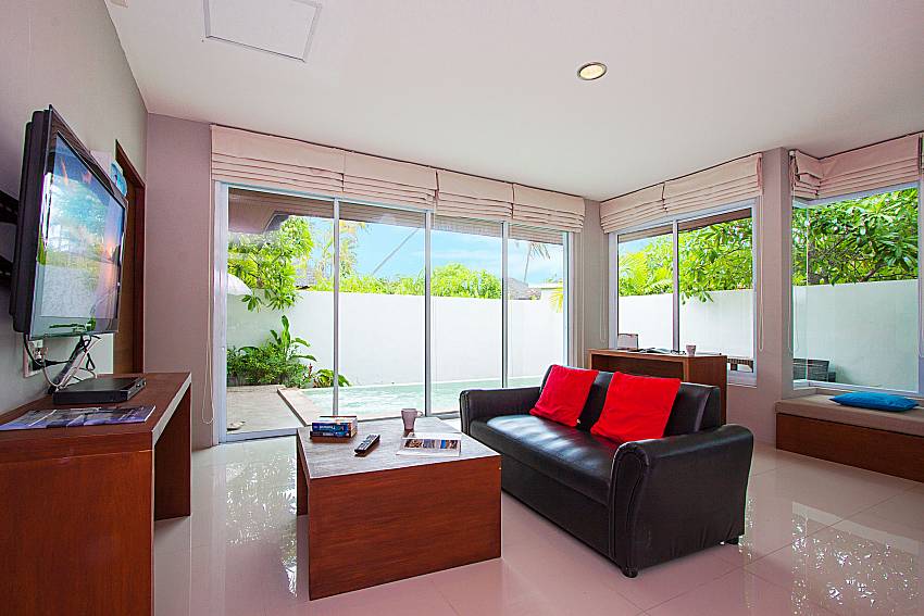 Living room with TV Moonscape Villa 206 in Koh Samui 