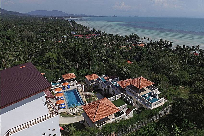 Top view of property and sea view Villa Mak Di 102 in Samui