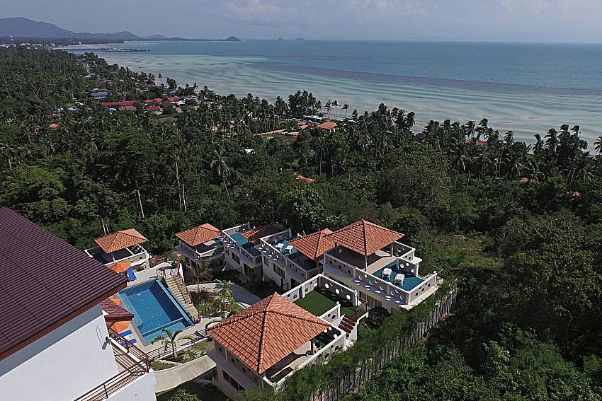 Top view of property and sea view Villa Mak Di 103 in Samui