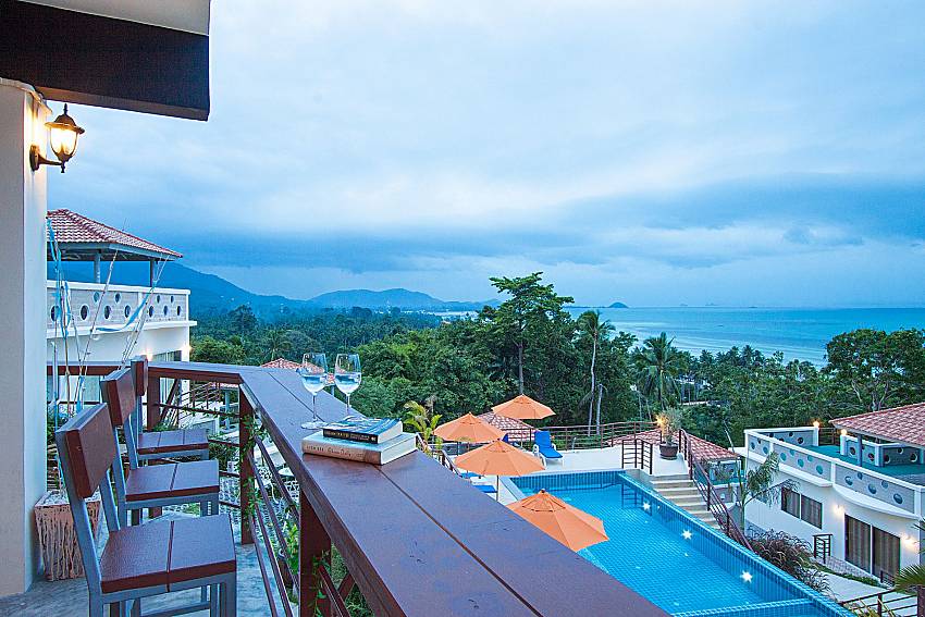 Balcony with sea view Villa Mak Di 104 in Samui