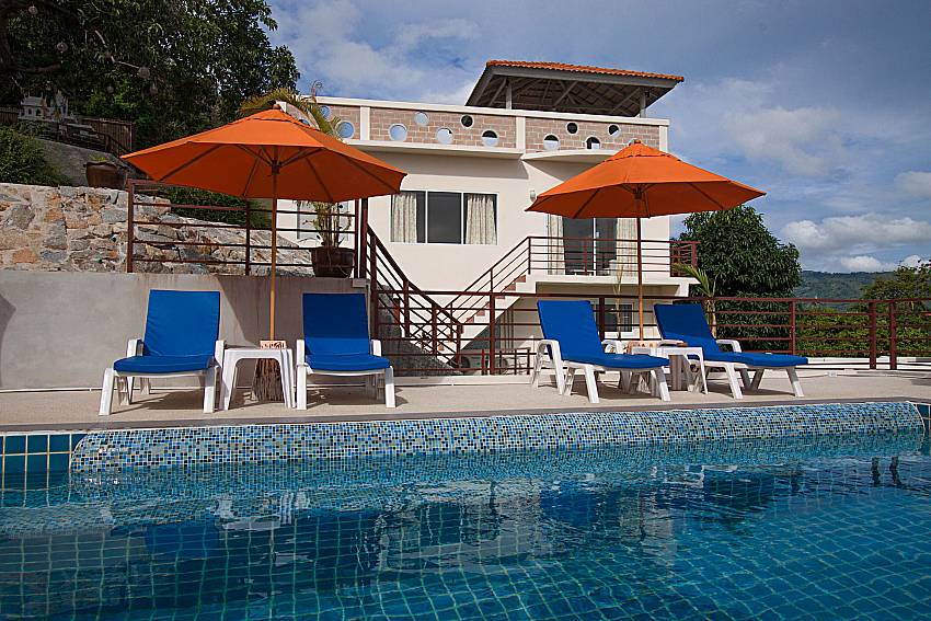 Sun bed near swimming pool Villa Mak Di 201 in Samui