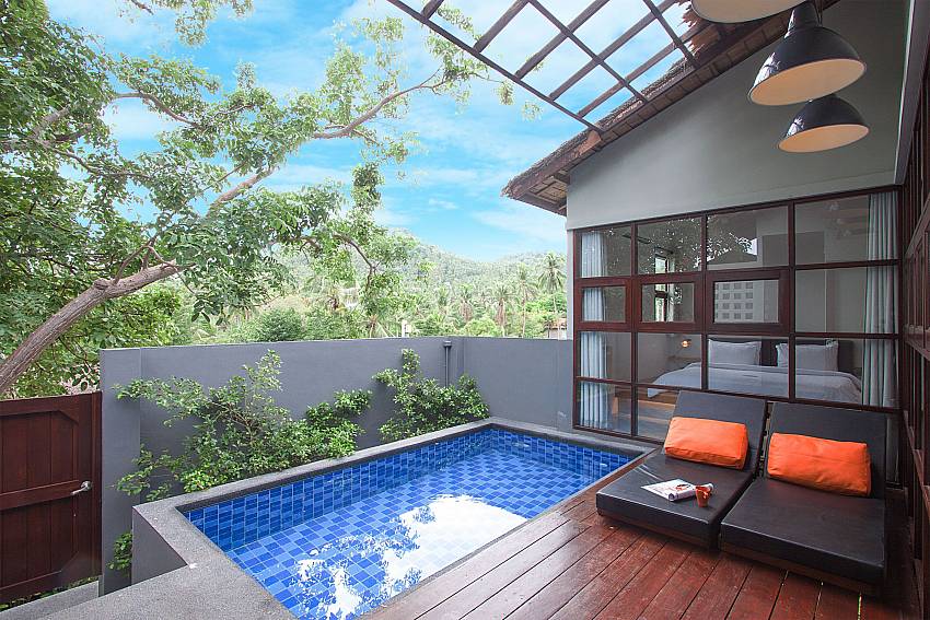 Sun bed near swimming pool with property Villa Rune 114 in Chaweng Samui
