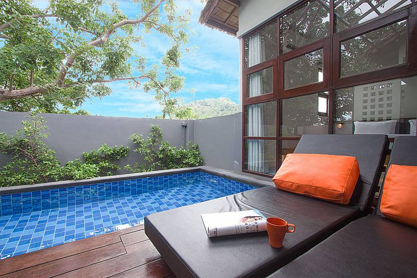 Sun bed near swimming pool with property Villa Rune 114 in Chaweng Samui