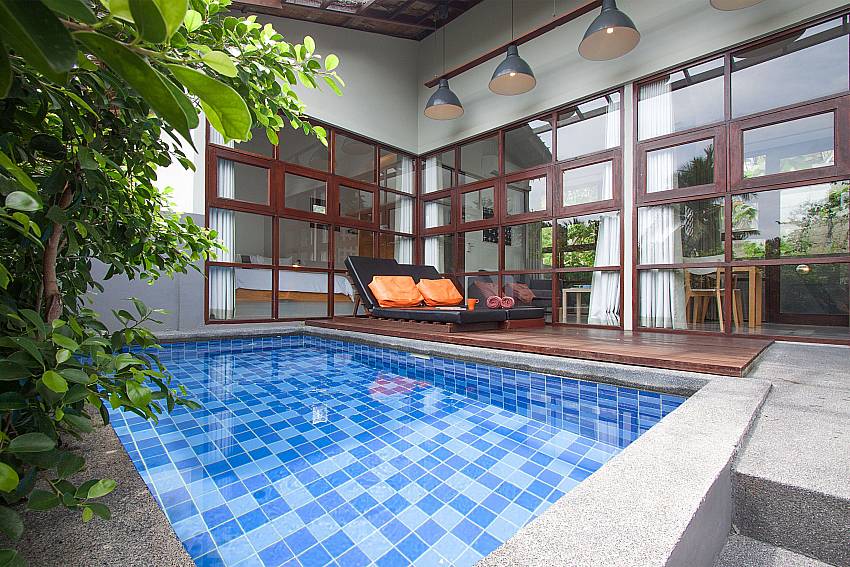 Sun bed near swimming pool with property Villa Rune 115 in Chaweng Samui