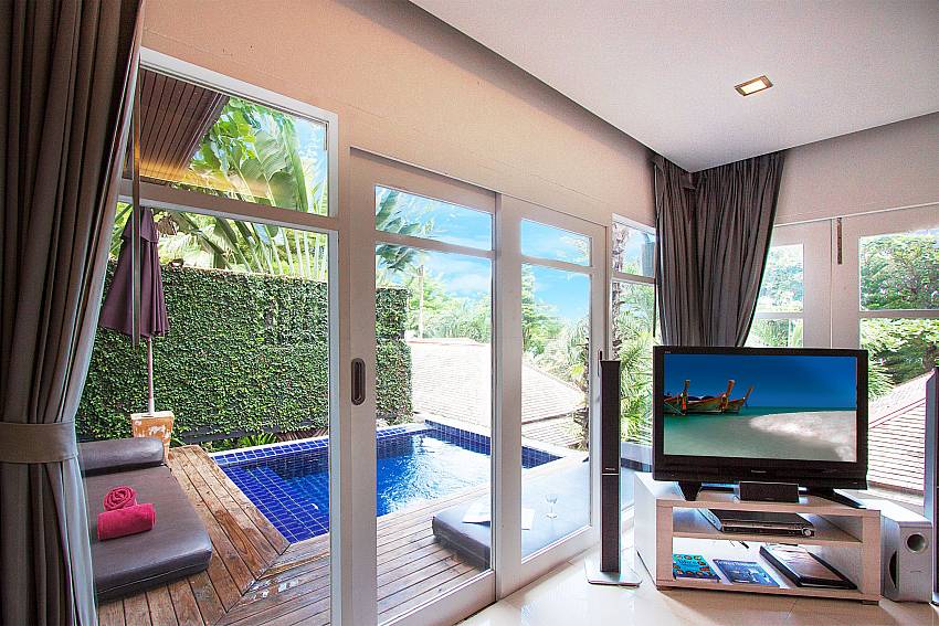 Lounge with TV and pool view in Villa Hutton 101 Bo Phut Koh Samui