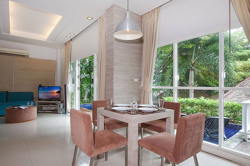 Open living and dining area with pool view at Villa Hutton 202 Koh Samui Bophut