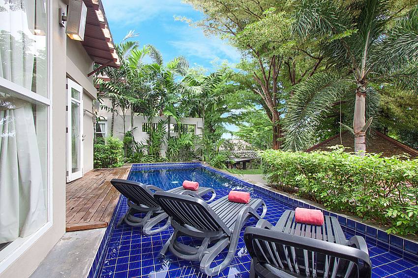 Private pool with 3 sun beds at Villa Hutton 202 Bo Phut Koh Samui  