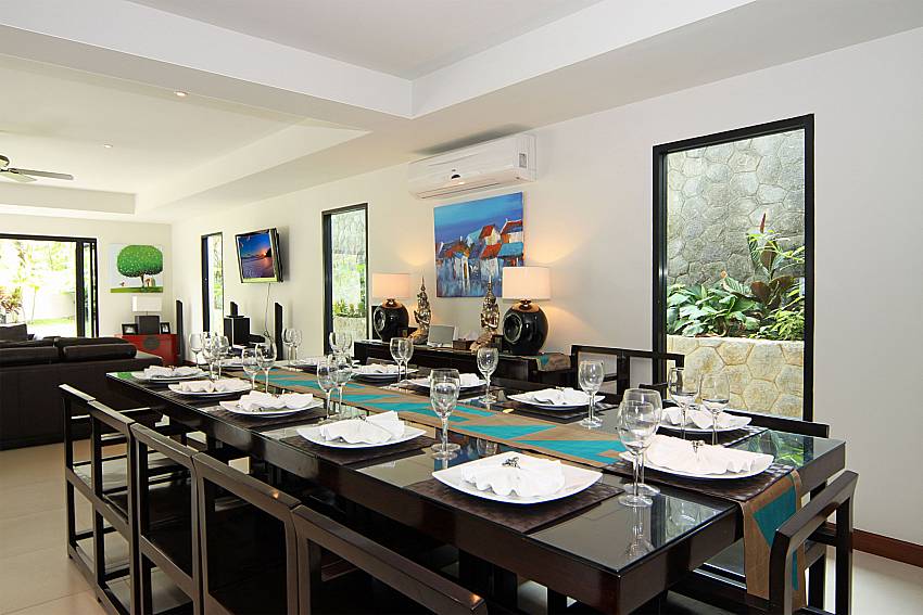 Huge dining table at 5 bed Narumon Villa in South Phuket