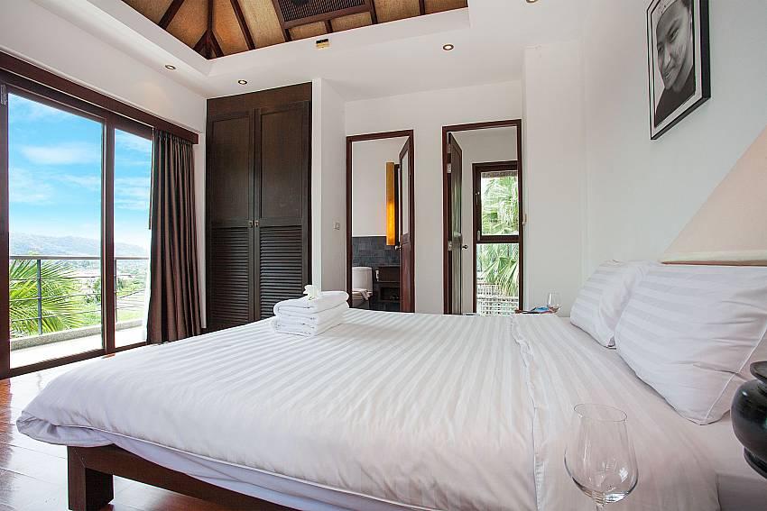 view from guest bedroom with kingsize bed Nirano Villa 24 Phuket