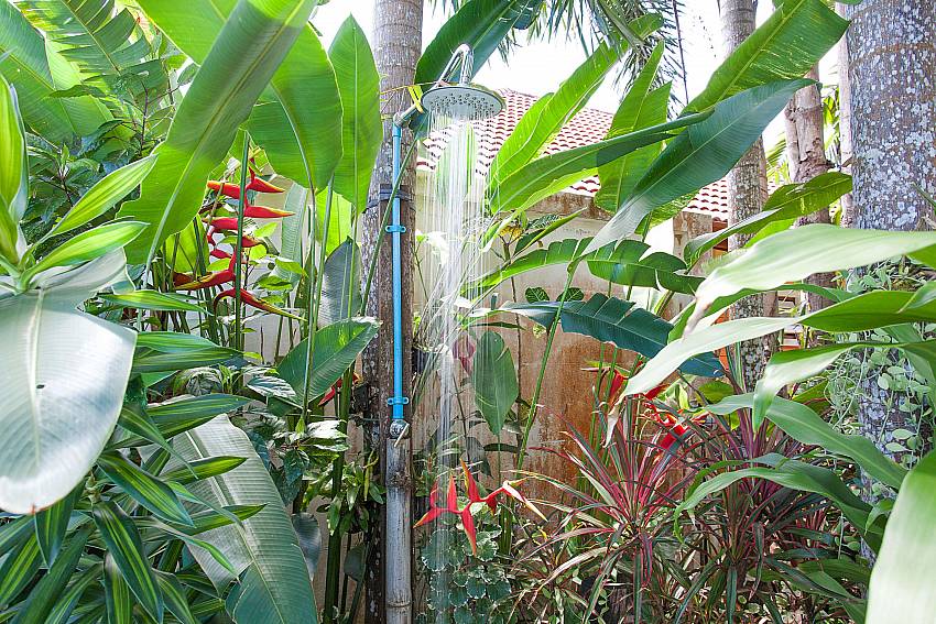 Shower by the pool side at Villa Armorela 201 in Bang Tao Phuket