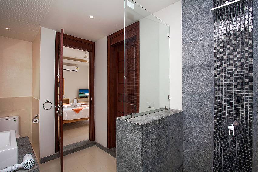 En suite guest bathroom with hair dryer at Villa Lipalia 202 Lipa Noi Koh Samui Thailand