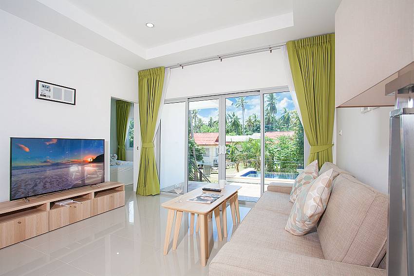 Living area with TV and direct pool access Villa Inigo No.3 Choeng Mon Samui
