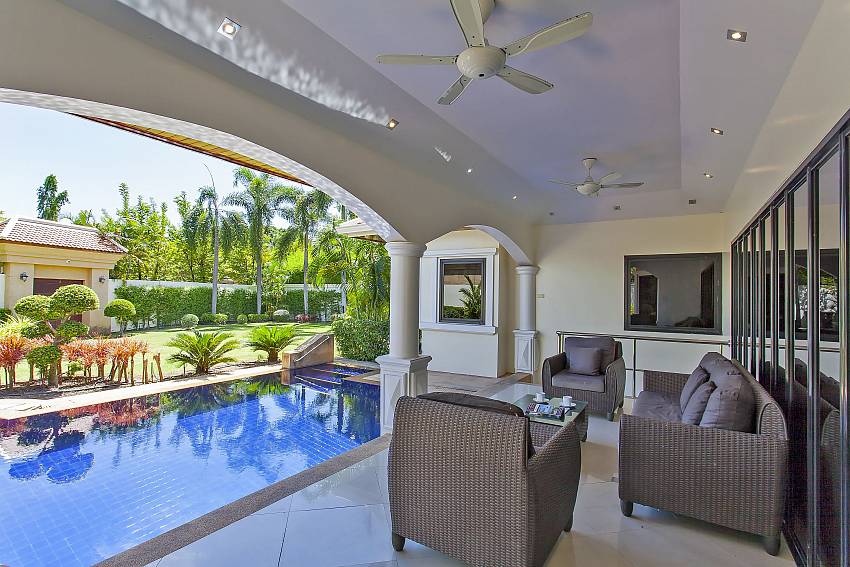 enjoy a relaxing afternoon by the private pool of Pattaya Presidential Villa in Jomtien
