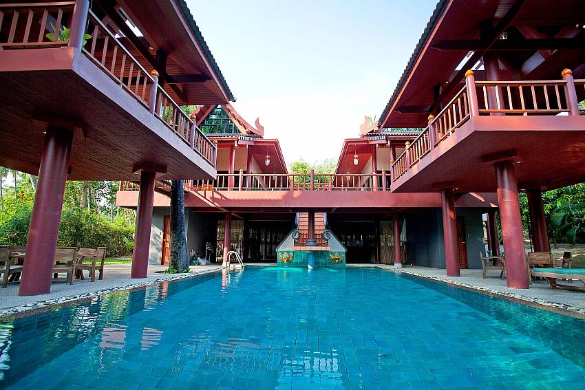 Large Pool and Upstairs Thai Salas_laemset-lodge_villa_6-bedroom_laem-set-beach_koh-samui_thailand