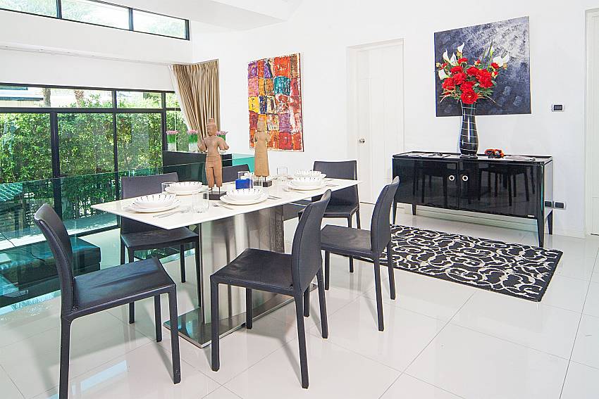 Living and dining area combined at Villa Chabah Phuket