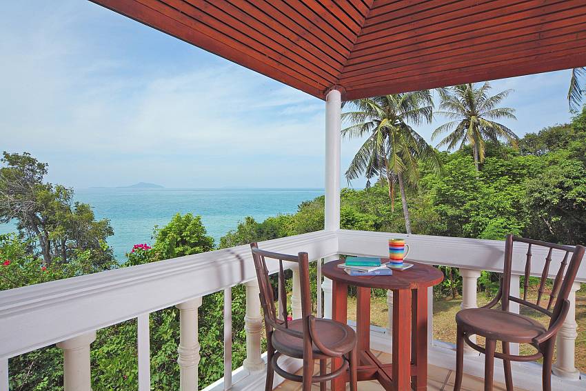 Coffee table on balcony overlooking the sea Of Villa Anantinee