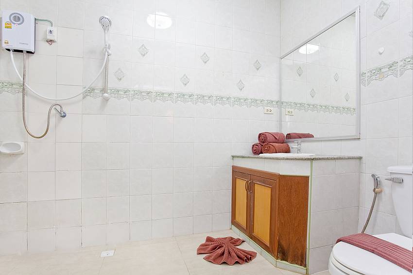 Bathroom with shower and toilet Of Villa Fiesta