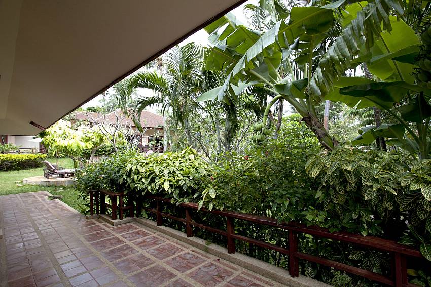 Shaded terrace at Summitra Pavilion Villa No. 3 in Choeng Mon Samui