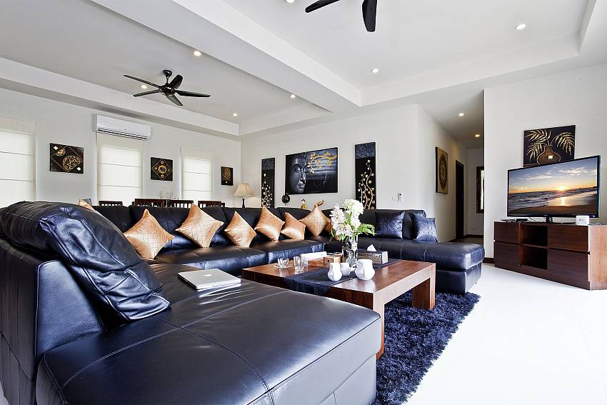 Leather sofa in the living room Of Sri Nin Pool Villa