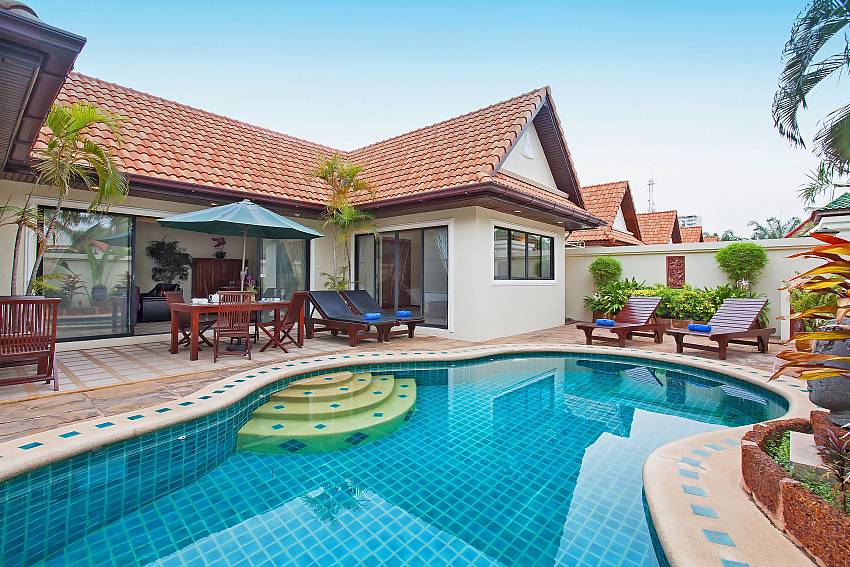 Swimming pool in front of the house Of Serene Pool Villa