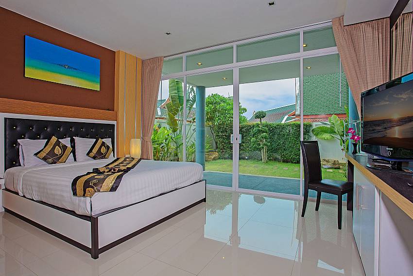 Bedroom overlooking outside of Kata Horizon Villa A1